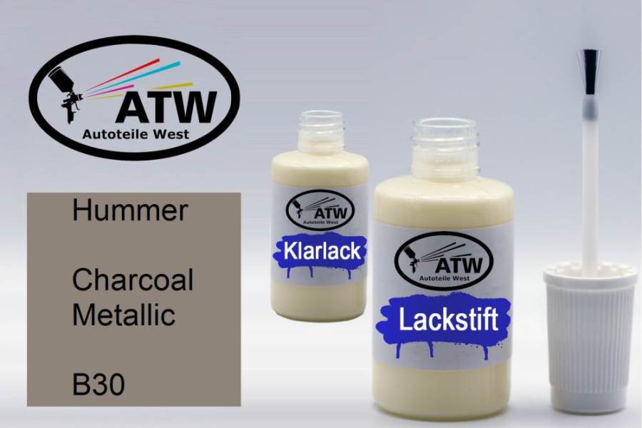 Hummer, Charcoal Metallic, B30: 20ml Lackstift + 20ml Klarlack - Set, von ATW Autoteile West.